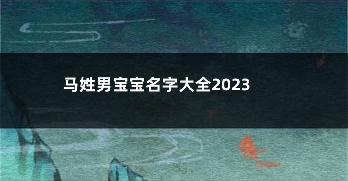 马姓男宝宝名字大全2023