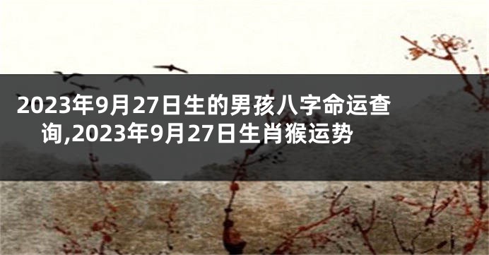 2023年9月27日生的男孩八字命运查询,2023年9月27日生肖猴运势