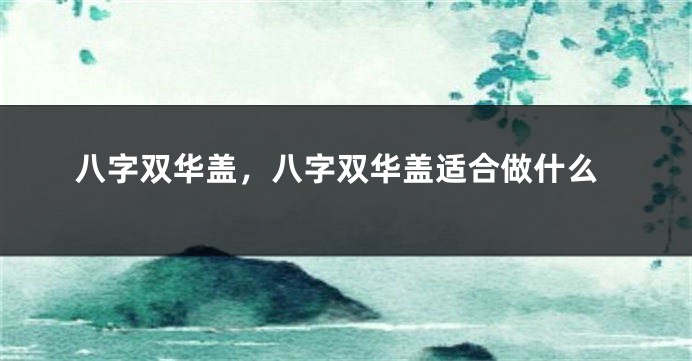 八字双华盖，八字双华盖适合做什么