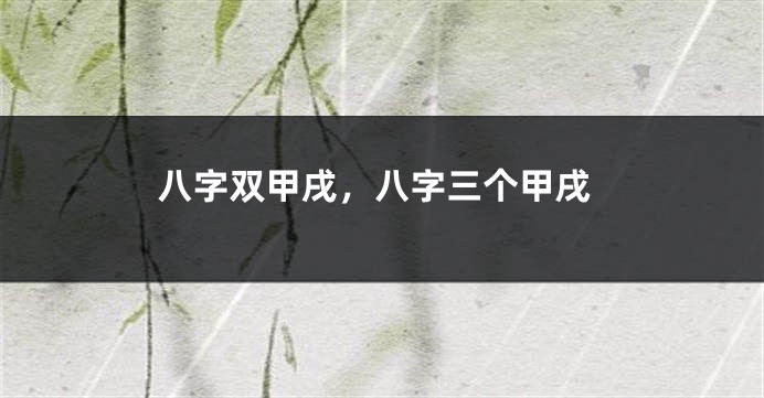 八字双甲戌，八字三个甲戌