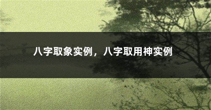 八字取象实例，八字取用神实例