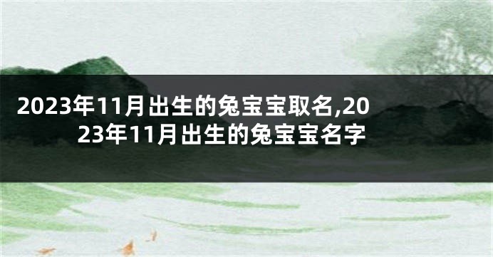 2023年11月出生的兔宝宝取名,2023年11月出生的兔宝宝名字