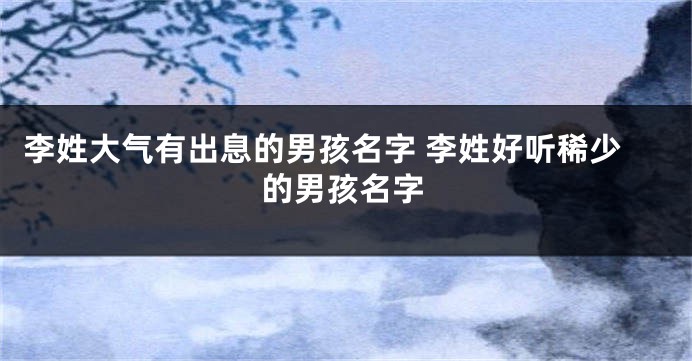 李姓大气有出息的男孩名字 李姓好听稀少的男孩名字