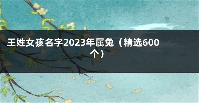 王姓女孩名字2023年属兔（精选600个）