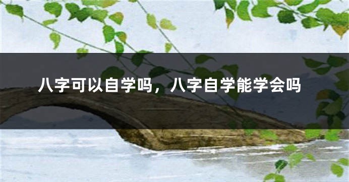八字可以自学吗，八字自学能学会吗