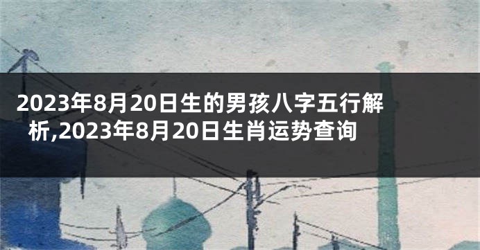 2023年8月20日生的男孩八字五行解析,2023年8月20日生肖运势查询