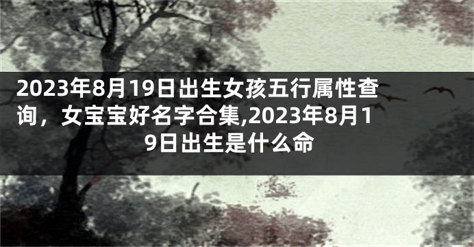 2023年8月19日出生女孩五行属性查询，女宝宝好名字合集,2023年8月19日出生是什么命