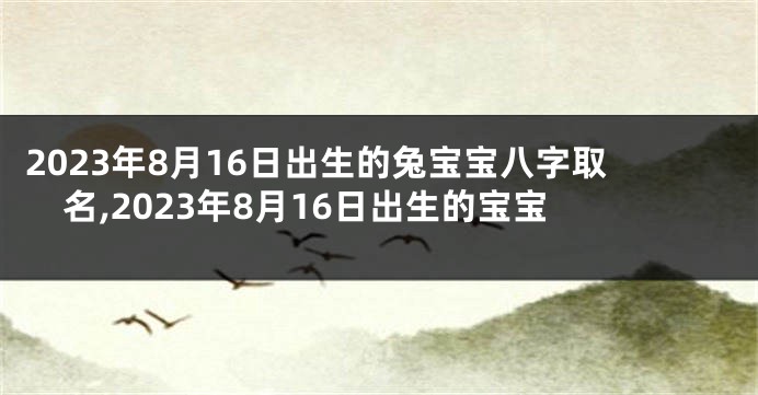 2023年8月16日出生的兔宝宝八字取名,2023年8月16日出生的宝宝