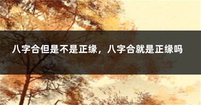 八字合但是不是正缘，八字合就是正缘吗