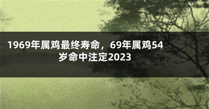 1969年属鸡最终寿命，69年属鸡54岁命中注定2023