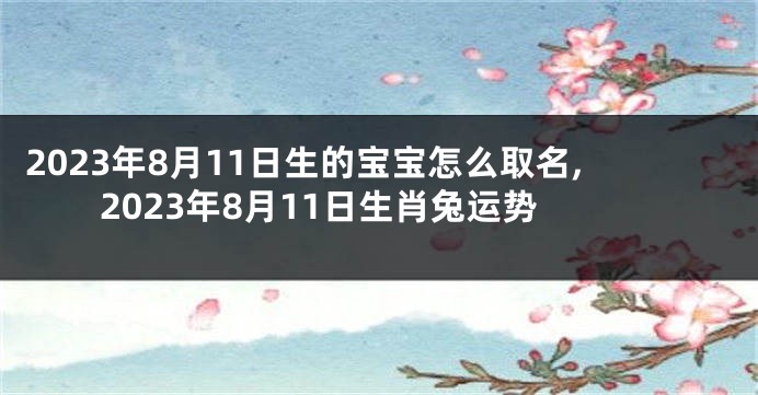 2023年8月11日生的宝宝怎么取名,2023年8月11日生肖兔运势