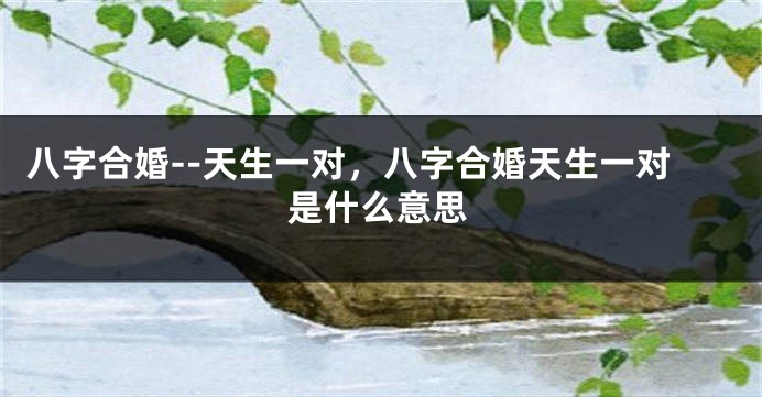 八字合婚--天生一对，八字合婚天生一对是什么意思