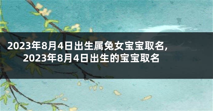 2023年8月4日出生属兔女宝宝取名,2023年8月4日出生的宝宝取名