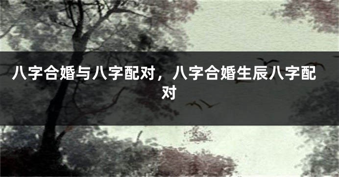 八字合婚与八字配对，八字合婚生辰八字配对