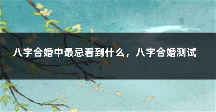 八字合婚中最忌看到什么，八字合婚测试