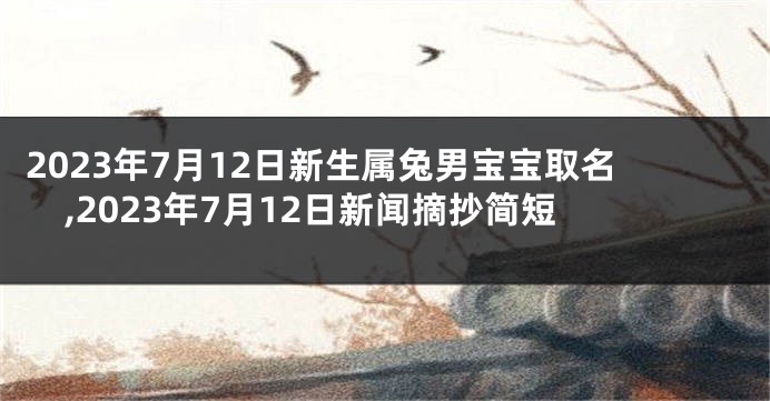 2023年7月12日新生属兔男宝宝取名,2023年7月12日新闻摘抄简短