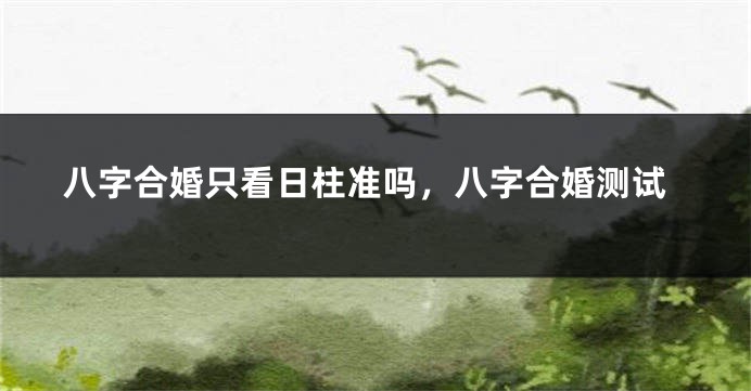 八字合婚只看日柱准吗，八字合婚测试