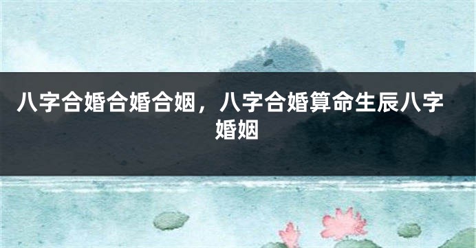 八字合婚合婚合姻，八字合婚算命生辰八字婚姻