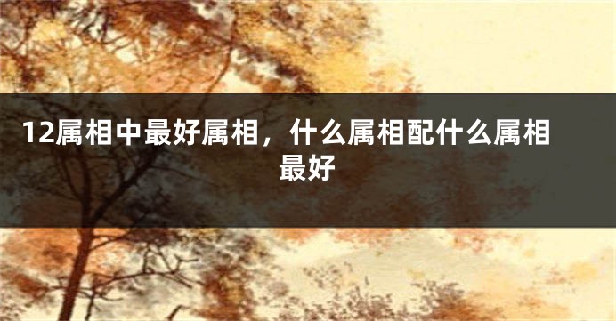 12属相中最好属相，什么属相配什么属相最好