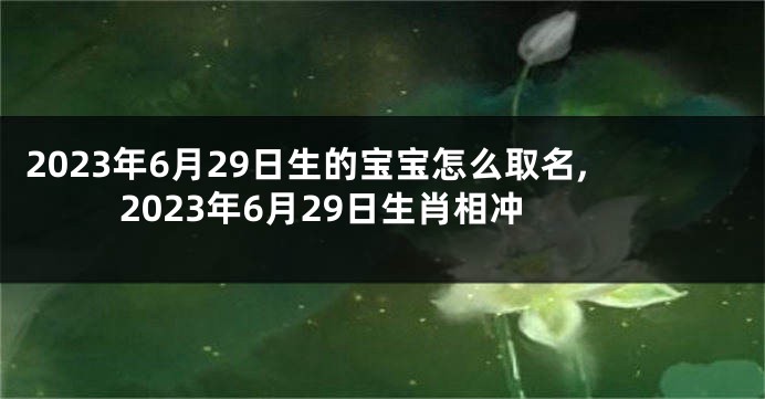 2023年6月29日生的宝宝怎么取名,2023年6月29日生肖相冲