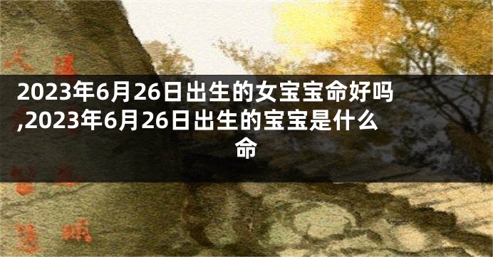 2023年6月26日出生的女宝宝命好吗,2023年6月26日出生的宝宝是什么命