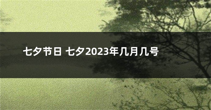 七夕节日 七夕2023年几月几号