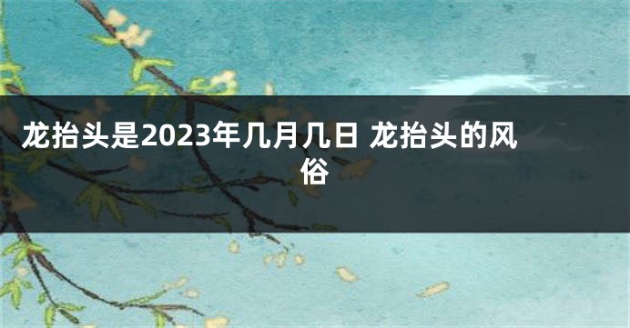 龙抬头是2023年几月几日 龙抬头的风俗