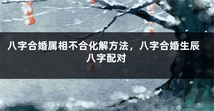 八字合婚属相不合化解方法，八字合婚生辰八字配对