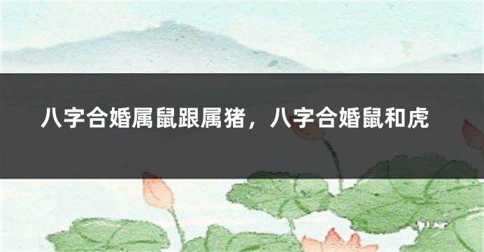 八字合婚属鼠跟属猪，八字合婚鼠和虎