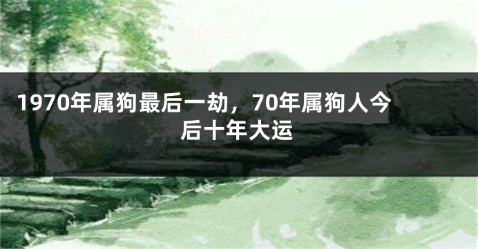 1970年属狗最后一劫，70年属狗人今后十年大运