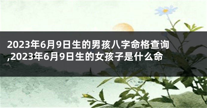 2023年6月9日生的男孩八字命格查询,2023年6月9日生的女孩子是什么命