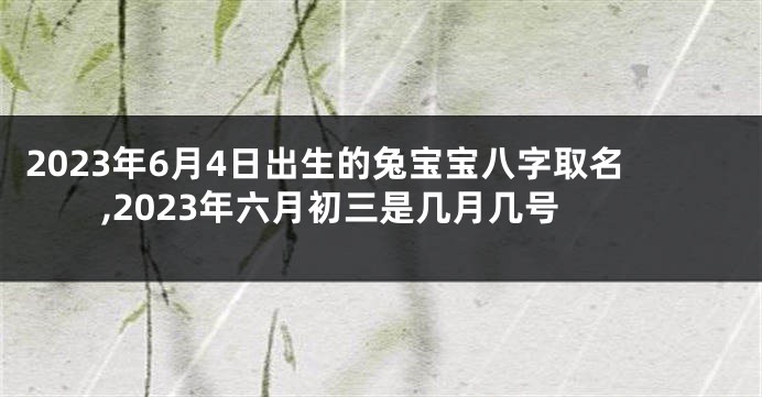 2023年6月4日出生的兔宝宝八字取名,2023年六月初三是几月几号