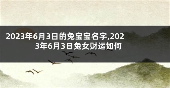 2023年6月3日的兔宝宝名字,2023年6月3日兔女财运如何