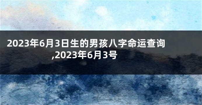 2023年6月3日生的男孩八字命运查询,2023年6月3号