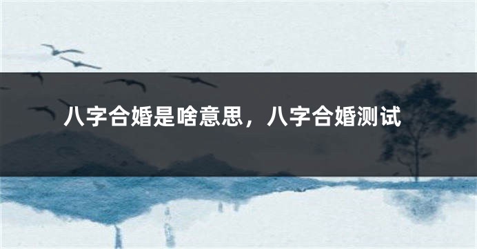 八字合婚是啥意思，八字合婚测试