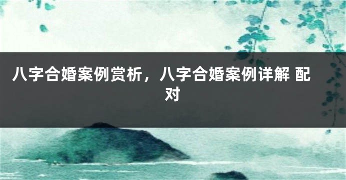 八字合婚案例赏析，八字合婚案例详解 配对