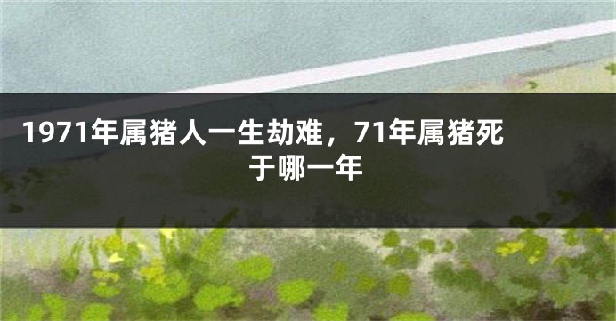 1971年属猪人一生劫难，71年属猪死于哪一年