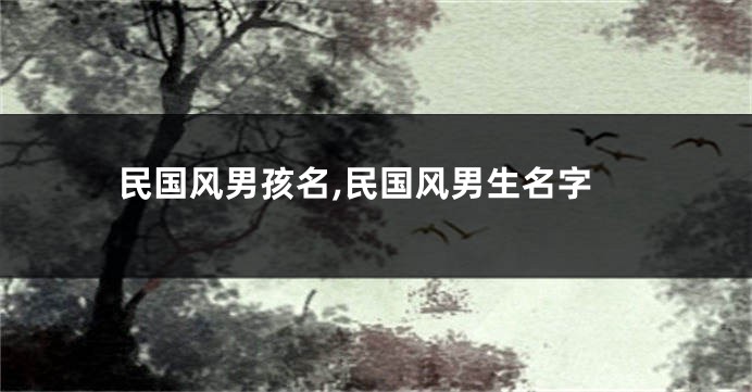 民国风男孩名,民国风男生名字