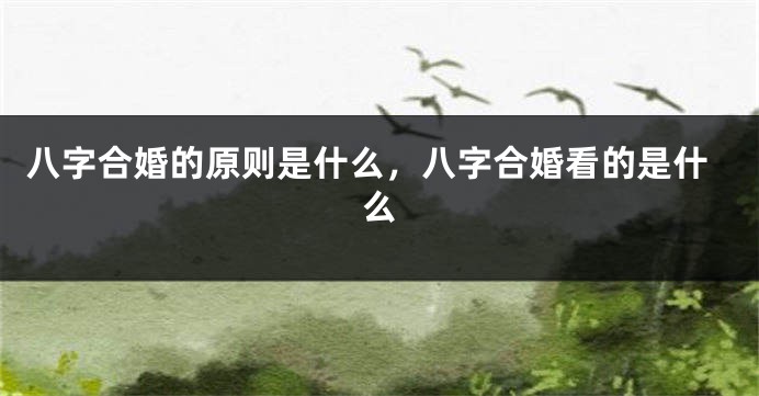 八字合婚的原则是什么，八字合婚看的是什么