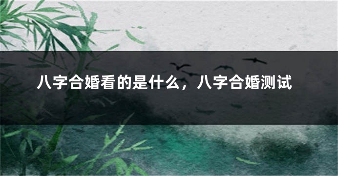 八字合婚看的是什么，八字合婚测试