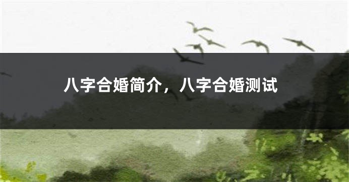 八字合婚简介，八字合婚测试