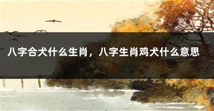 八字合犬什么生肖，八字生肖鸡犬什么意思