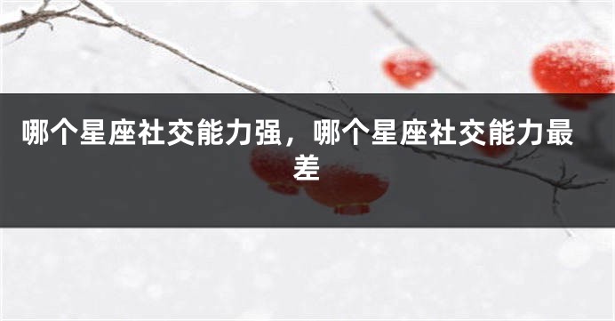 哪个星座社交能力强，哪个星座社交能力最差