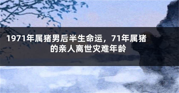 1971年属猪男后半生命运，71年属猪的亲人离世灾难年龄
