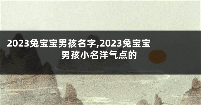 2023兔宝宝男孩名字,2023兔宝宝男孩小名洋气点的