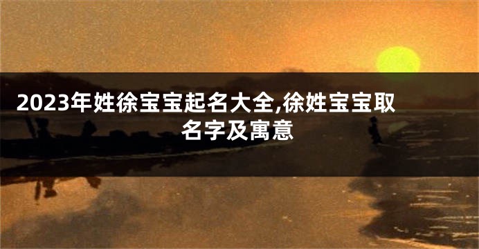 2023年姓徐宝宝起名大全,徐姓宝宝取名字及寓意