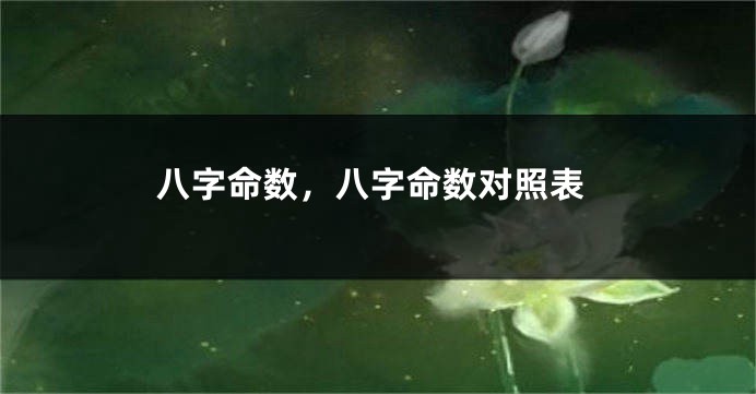 八字命数，八字命数对照表