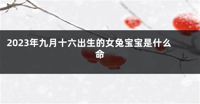 2023年九月十六出生的女兔宝宝是什么命