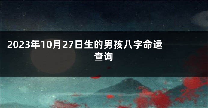 2023年10月27日生的男孩八字命运查询