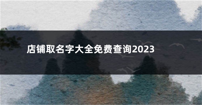 店铺取名字大全免费查询2023